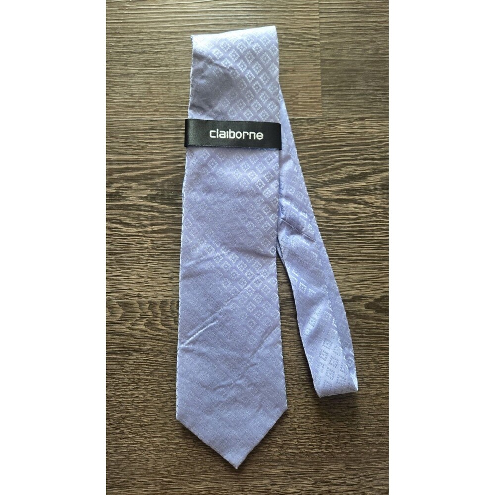 Claiborne Purple Geometric Silk Woven Men’s Tie – Classic Standard, Handmade